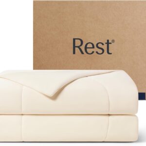 REST® Evercool® Cooling Comforter, Twin/Twin XL, Blanket for Hot Sleepers, All Season Bedding to Keep Cool for Night Sweats, Breathable Lightweight Blanket, 68"x90" Inches, Snow Ivory