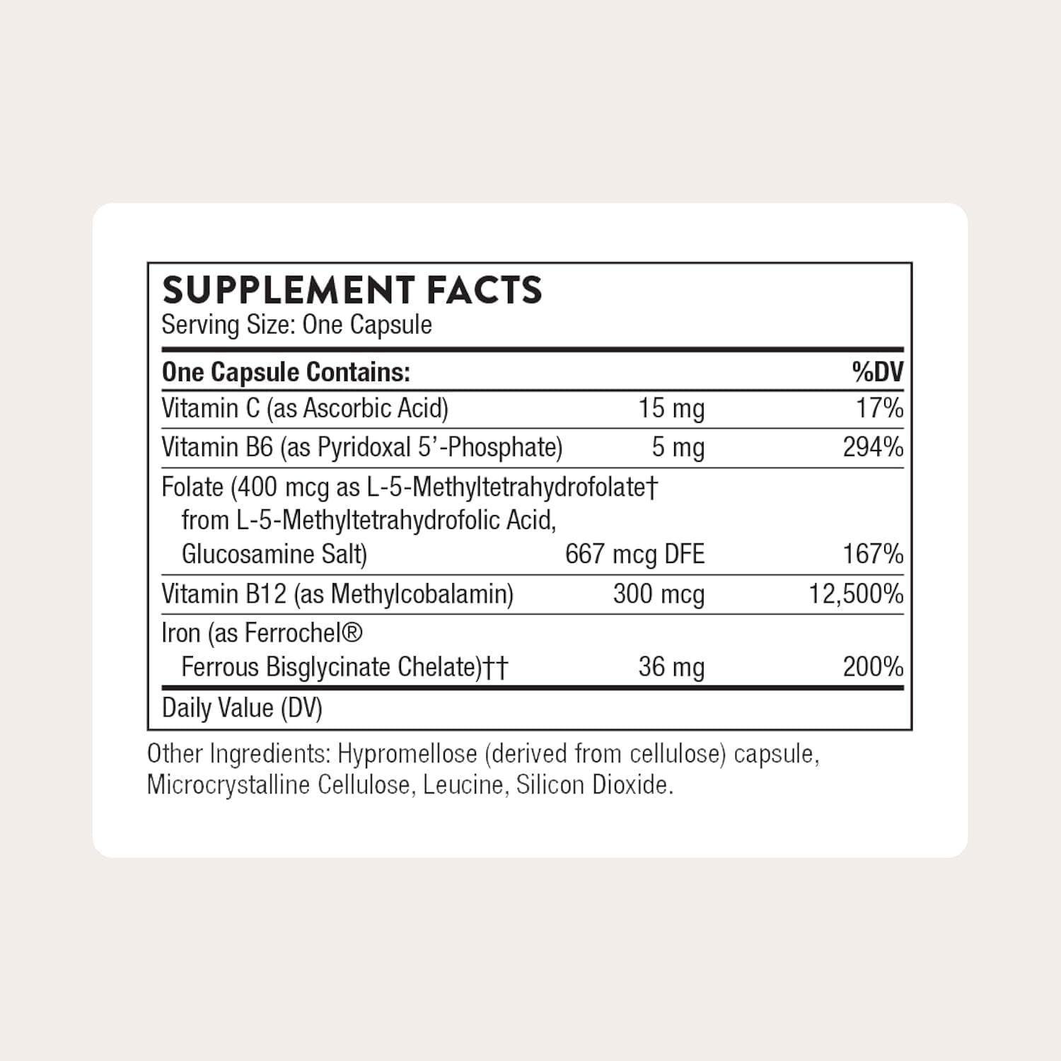 THORNE - Advanced Iron Complex - Complete Blood Support Formula* - Elemental Iron, Folate, B and C Vitamins for Optimal Absorption - Chelated Iron Supplement - Gluten, Dairy & Soy-Free - 60 Capsules - Image 2