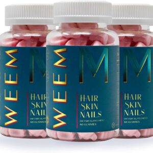 WEEM Hair Skin and Nails Gummies - Supports Healthy Hair - Vegan biotin Vitamins for Women & Men Supports Faster Hair Growth, Stronger Nails, Healthy Skin, Extra Strength (3)