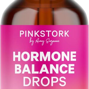 Pink Stork Hormone Balance Drops for Women - Supports Hormonal Health, PMS, Perimenopause & Mood, with Red Raspberry Leaf & Wild Yam - Liquid Supplement - Vegan, 2oz, 30 Servings