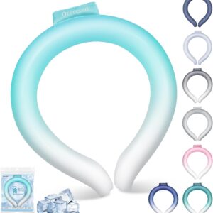 Ice Ring Neck Cooler 70% Gel Increase Neck Cooling Tube Wearable Body Cooling Products for Summer Heat Outdoor Indoor Activities Relief for Hot Flashes(Gradient Blue,L)