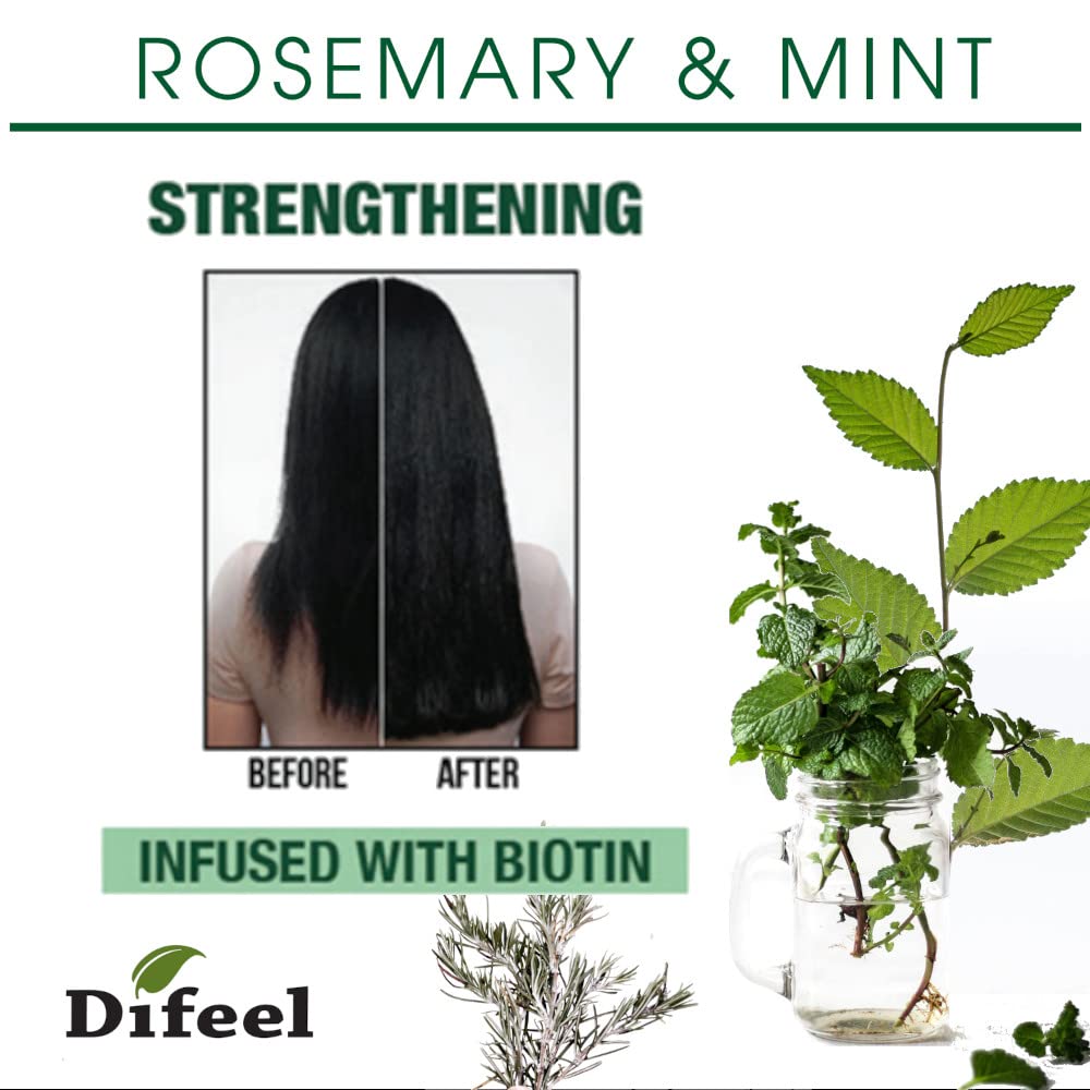 Difeel Rosemary Mint Strengthening Shampoo with Biotin 12 oz. - Made with Natural Rosemary Oil for Hair Growth - Image 3
