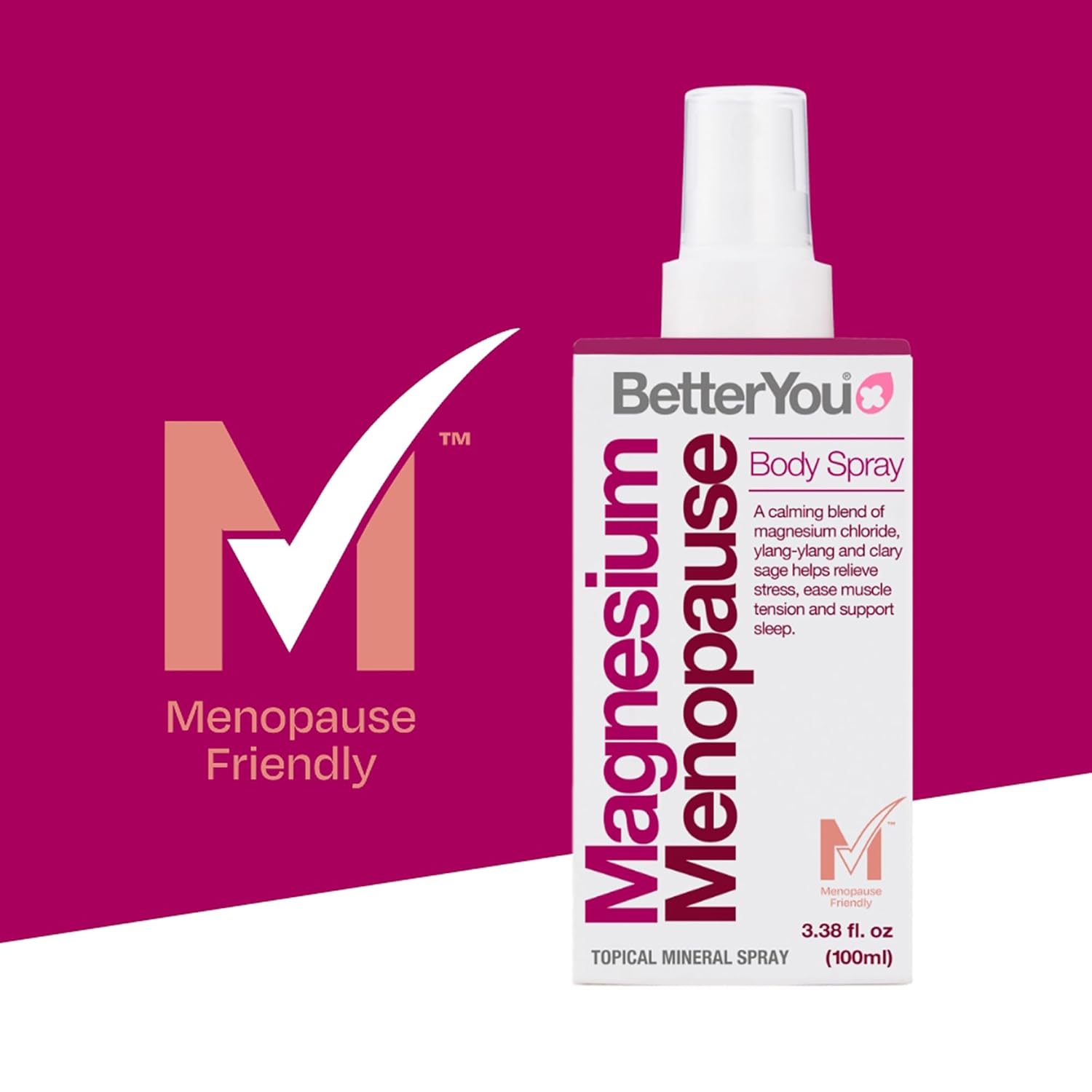 BetterYou Menopause Body Spray - Magnesium Chloride Spray for Menopause Relief - With Ylang Ylang and Clary Sage - Muscle and Sleep Support - 3.38 oz - Image 6