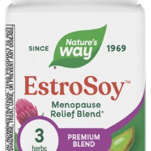 Nature's Way EstroSoy, Menopause Relief Blend*, Helps Relieve Menopausal Symptoms*, Black Cohosh, Fermented Soy Extracts, Red Clover, 60 Vegan Capsules (Packaging May Vary)