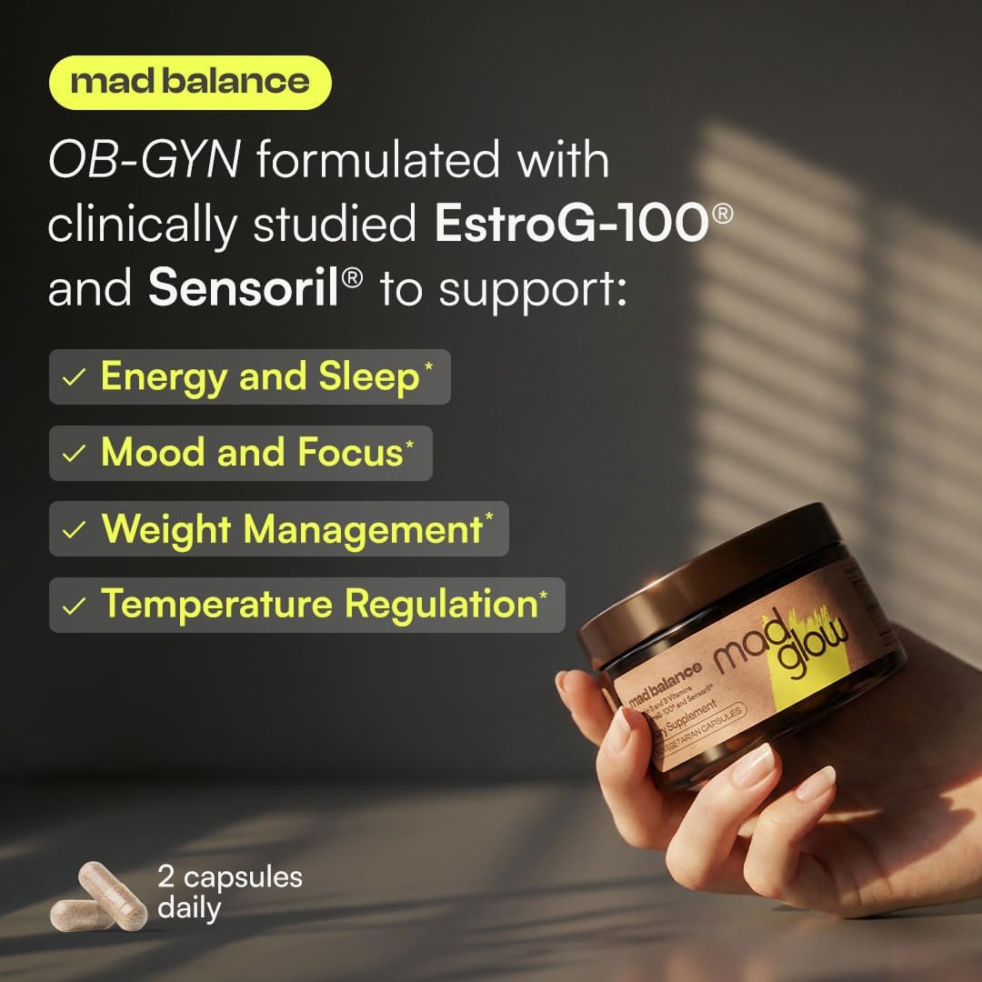 Mad Balance: Menopause Supplements for Women, Complete Menopause Relief Clinically Proven Ingredients Provide: Hot Flash Relief, Night Sweats Relief, HRT Supplement, Perimenopause Support. 60 Ct Meno - Image 2