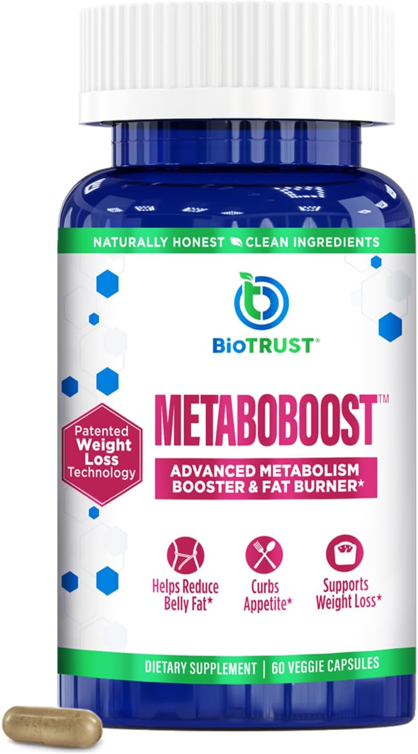 BioTrust MetaboBoost Weight Loss Supplement - Appetite Suppressant | Calorie Fat Burner | Metabolism Booster - Clinically-Studied Diet Pills with Berberine for Holistic WeightLoss Support- 60 Capsules
