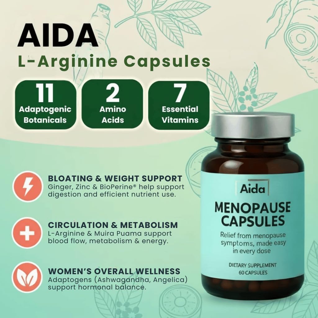 Aida™ - Menopause Capsules – Estrogen Support for Women with Ashwagandha, Maca & Tribulus – Weight Management, Bloating Relief, Hormonal Balance, Menopause Symptoms (30 Servings) - Image 2