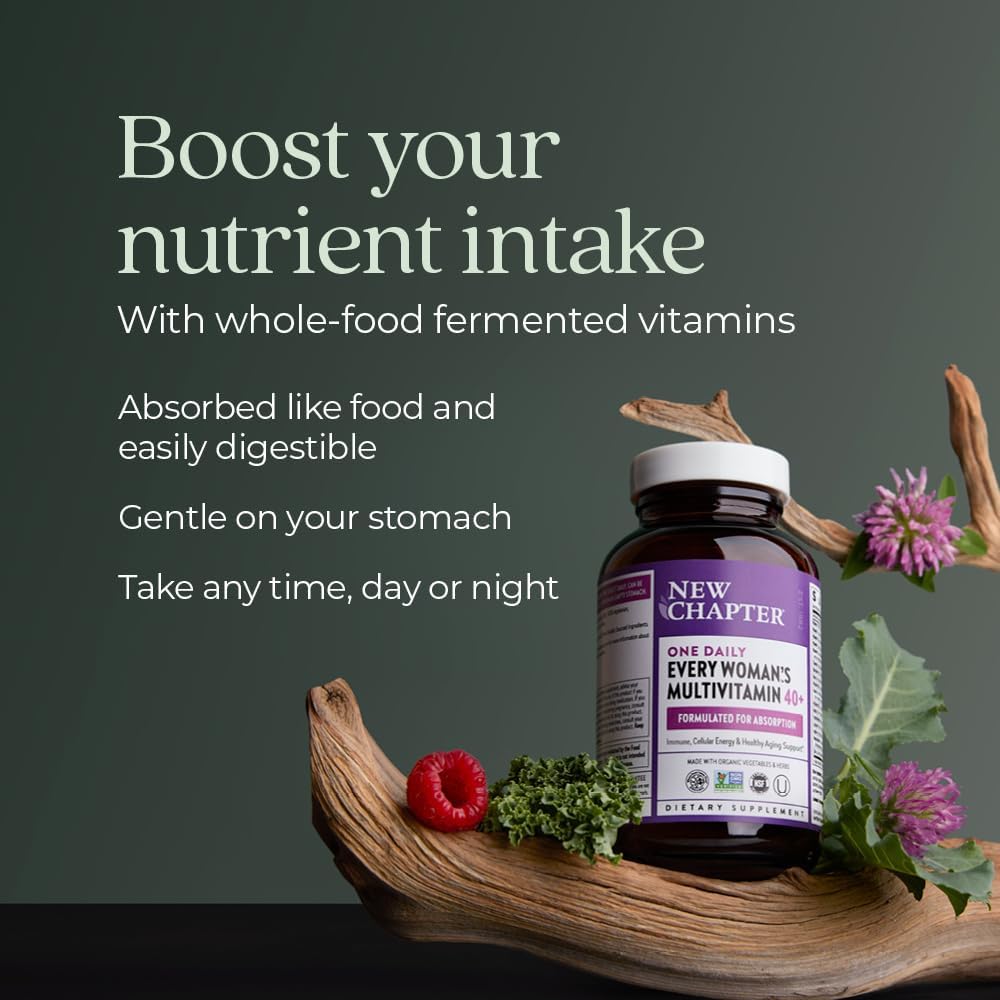 New Chapter Women’s Multivitamin 40+, extra B6 & B12, Biotin for Hair Growth, D3, Vit C, Zinc for Immune & Stress Support, Gentle on an Empty Stomach, One Daily, Non-GMO, Gluten-Free, 48 Tablets - Image 4