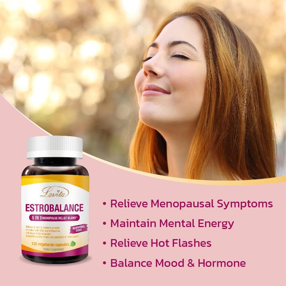 LOVITA Menopause Supplements for Women, DIM Complex with Soy Isoflavones, Red Clover, Vitamin D3 & Black Pepper for Menopause & Hormone Balance Support, 120 Vegetarian Capsules - Image 4