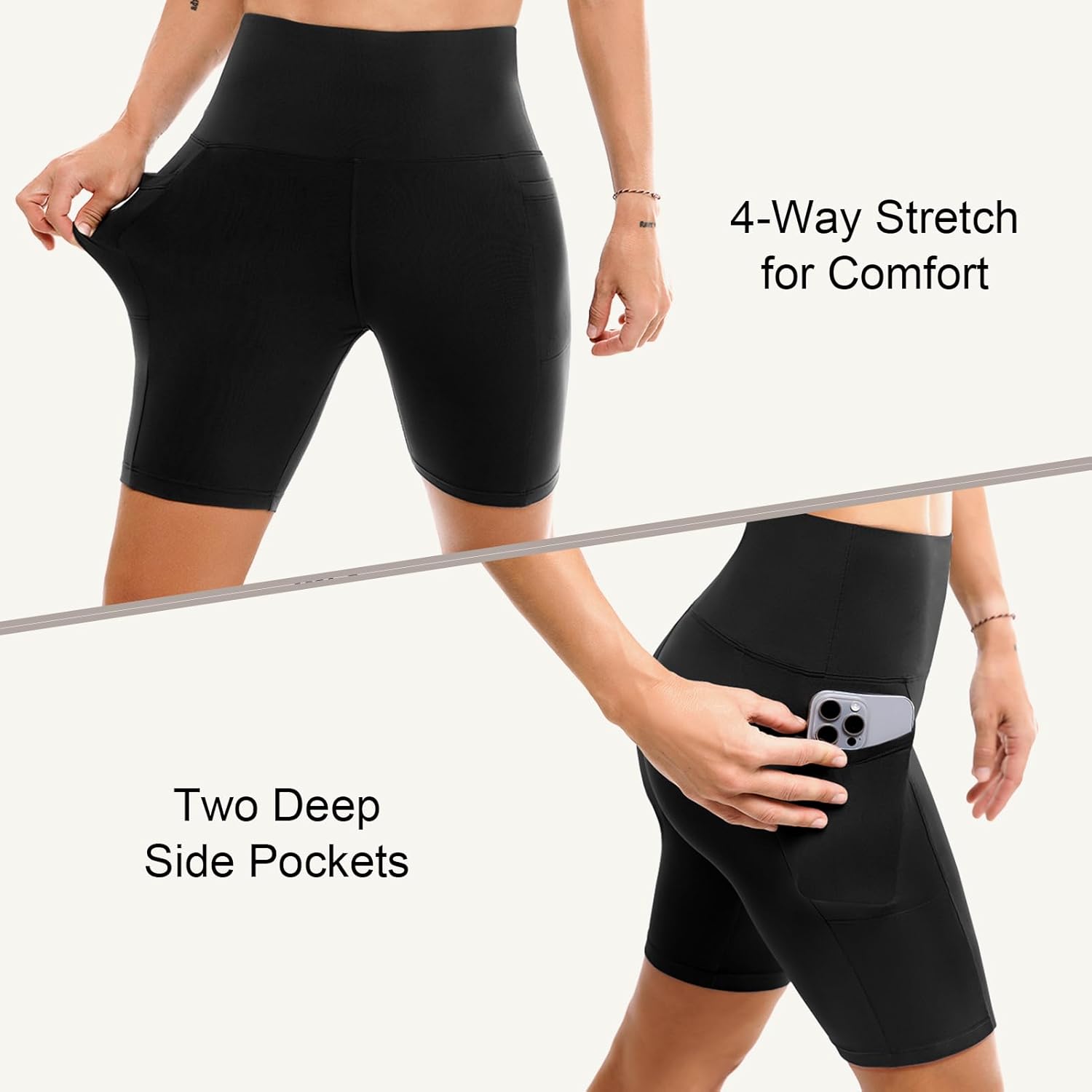 Leafigure 2 Pack Womens Biker Shorts with Pockets, High Waisted Yoga Shorts for Women Running Gym and Workout - Image 5