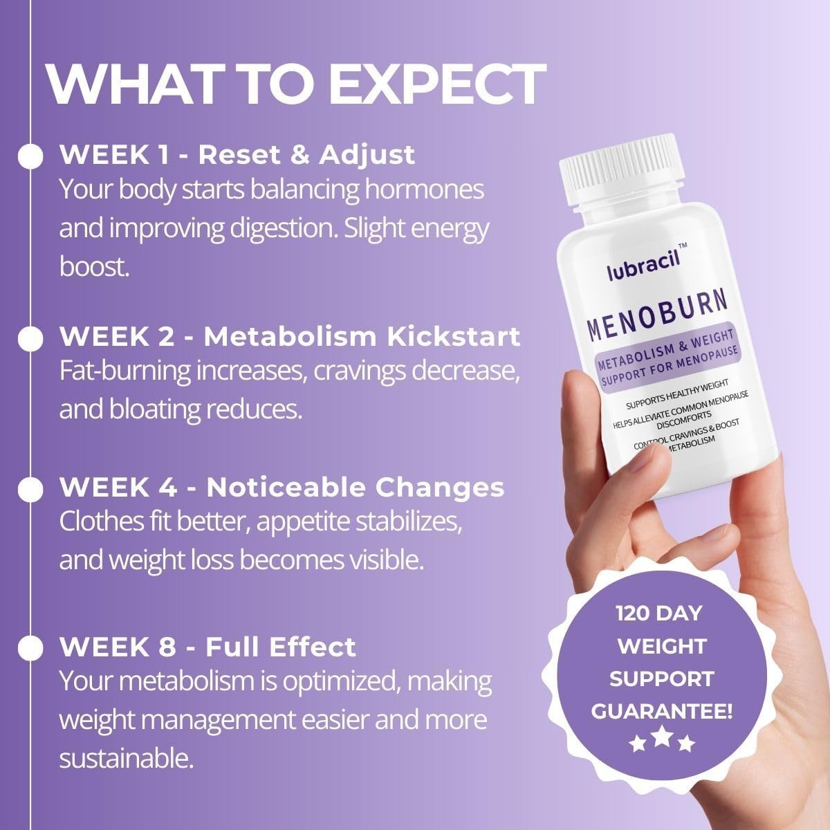 Lubracil Menoburn Perimenopause & Menopause Supplements for Women – Helps Metabolism, Estrogen & Wellness – Targets Hot Flashes, Bloating & Energy – 60 Count - Image 3