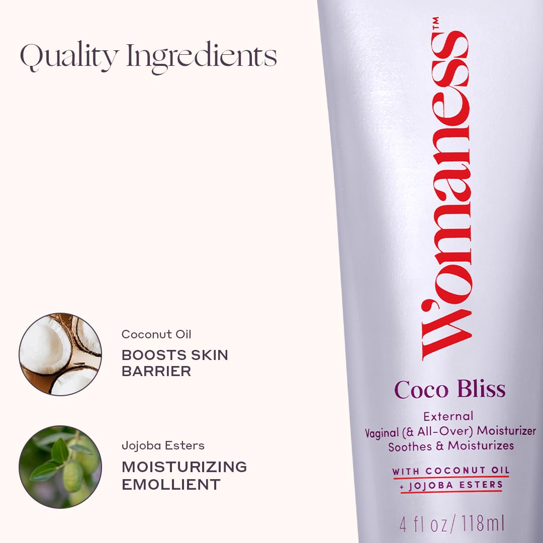 Womaness Coco Bliss Vaginal Moisturizer - Hydrating Coconut Cream for Vaginal Dryness - Non-Sticky Vulva Cream for External Intimate & Body Care - Estrogen & Hormone-Free Formula for Women - 4oz - Image 5
