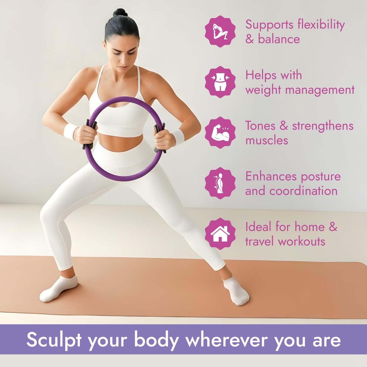 TTolbi Pilates Equipment Kit - Pilates Ring and Ball Set, Home Pilates Workout Kit for Women with Essential Accessories for At Home Workouts to Tone, Strengthen, Balance & Improve Flexibility - Image 4