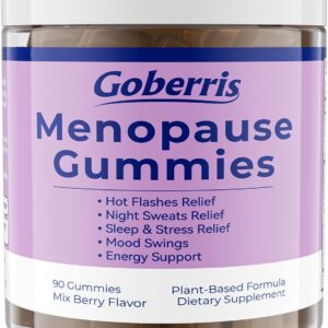 Menopause Gummies, with Black Cohosh, Ashwagandha, Relief for Hot Flashes, Night Sweats, Mood Swings, Support Hormone Balance & Sleep, Hormone-Free, Sugar Free, Pectin, Mix Berry, 90