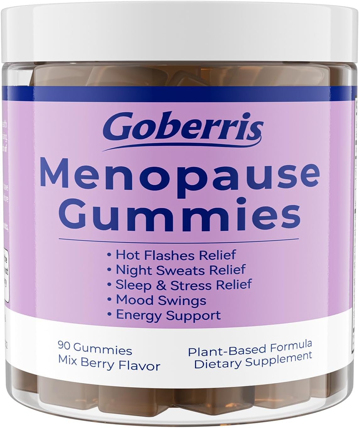 Menopause Gummies, with Black Cohosh, Ashwagandha, Relief for Hot Flashes, Night Sweats, Mood Swings, Support Hormone Balance & Sleep, Hormone-Free, Sugar Free, Pectin, Mix Berry, 90