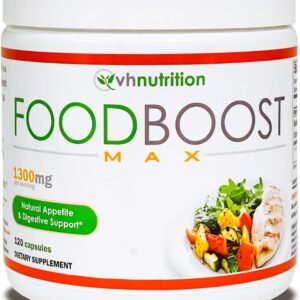 VH Nutrition | FoodBoost MAX | 1300mg Appetite Stimulant* Weight Gain Pills* for Men and Women | Formulated with Gentian, Turmuric, Fennel | 120 Capsules