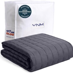 YnM 15lbs Weighted Blanket for Adults, Heavy Bed Throw Blanket with Cooling Glass Beads for All Season Use, Ideal for ~90lbs (48x72 Inches, Twin/Full, Dark Grey)