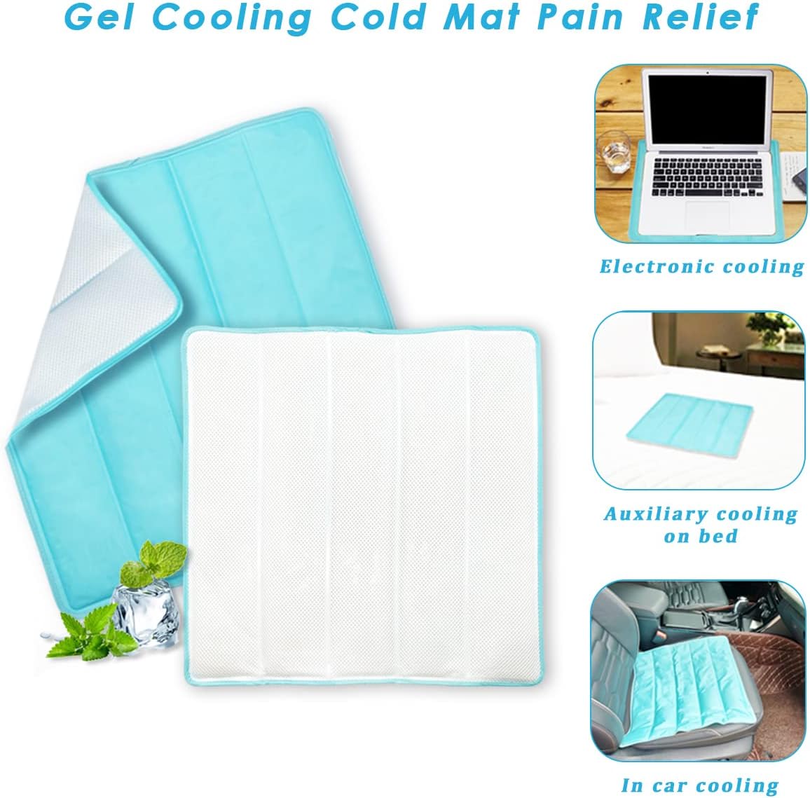 Ice Cooling Mat, Gel Cooling Cold Mat Pain Relief, Injuries Mesh Fabric Hot Cold Therapy Pack for Back, Shoulder, Knee, Belly Green 18in×18in (Green) - Image 6