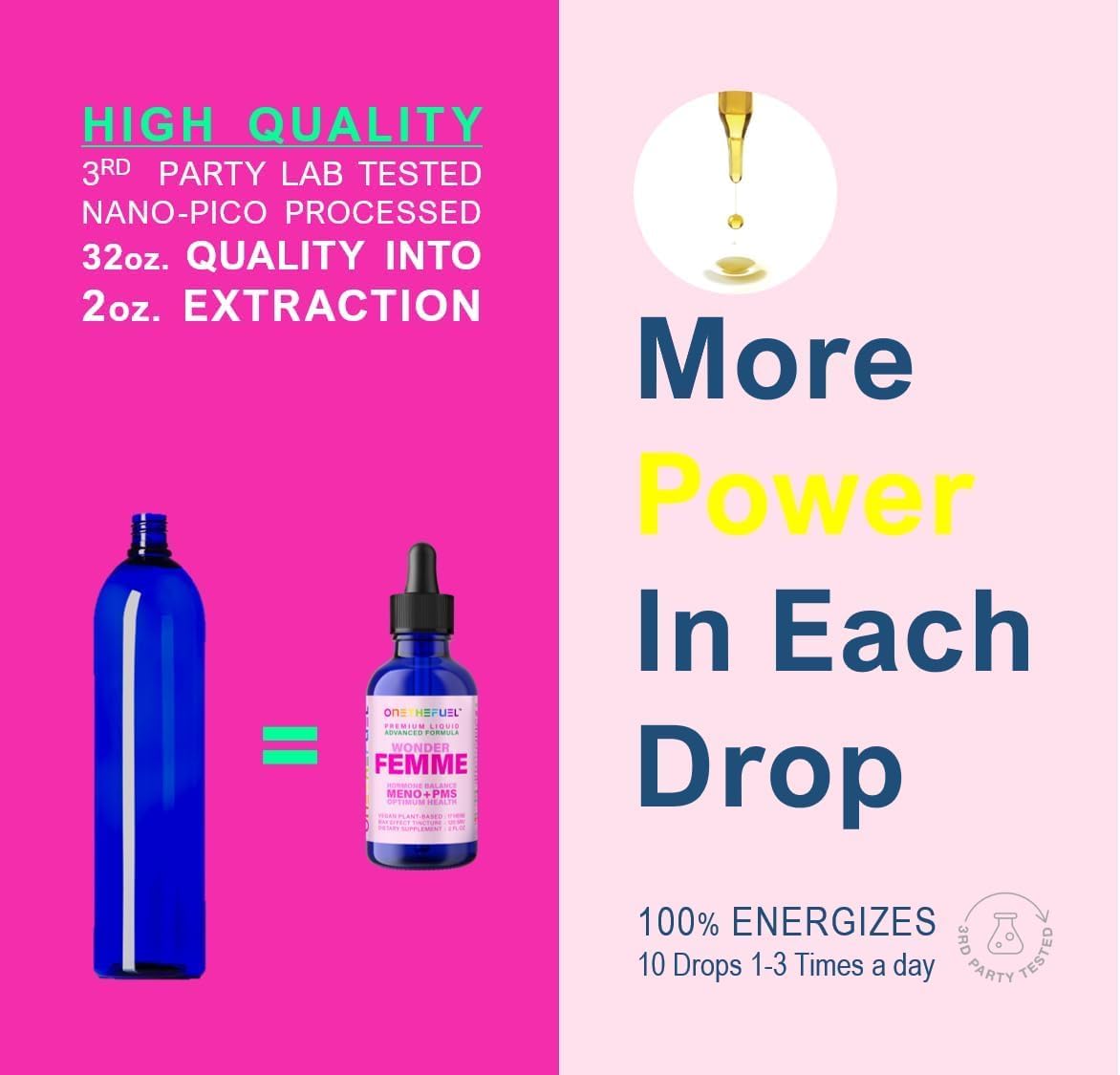 Wonder Femme Plant-Based Hormone Balance Menopause Hot Flashes Relief Support 100% Natural 17 Herbal Women Estrogen Health Supplement Dong Quai Vitex + Fast Absorb Tincture 2 oz. Liquid - Image 7