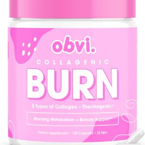 Obvi Collagenic Burn | Hydrolyzed Collagen Peptides + Green Tea Extract Supplement | Supports Metabolism & Daily Wellness | with Biotin, B12 & BioPerine | 30 Servings | 120 Capsules