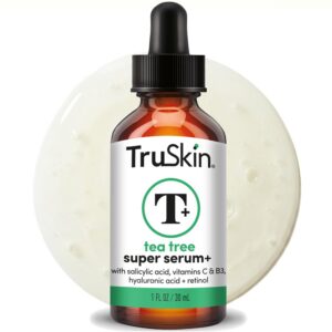 TruSkin Tea Tree Oil Acne Treatment Serum for Face - Salicylic Acid, Niacinamide, Vitamin C & Retinol - Clarifying Super Facial Serum for Acne-Prone Skin & Pores, 1 Fl Oz