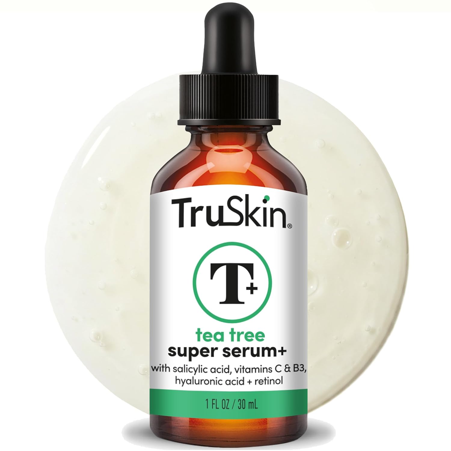 TruSkin Tea Tree Oil Acne Treatment Serum for Face - Salicylic Acid, Niacinamide, Vitamin C & Retinol - Clarifying Super Facial Serum for Acne-Prone Skin & Pores, 1 Fl Oz