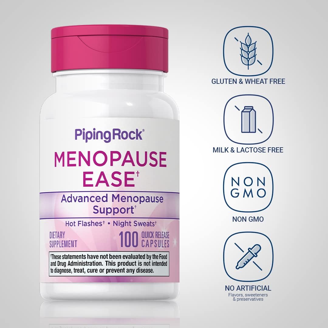 Piping Rock Menopause Ease Supplement | 100 Capsules | Advanced Support for Women | with Black Cohosh and Wild Yam | Non-GMO, Gluten Free - Image 3