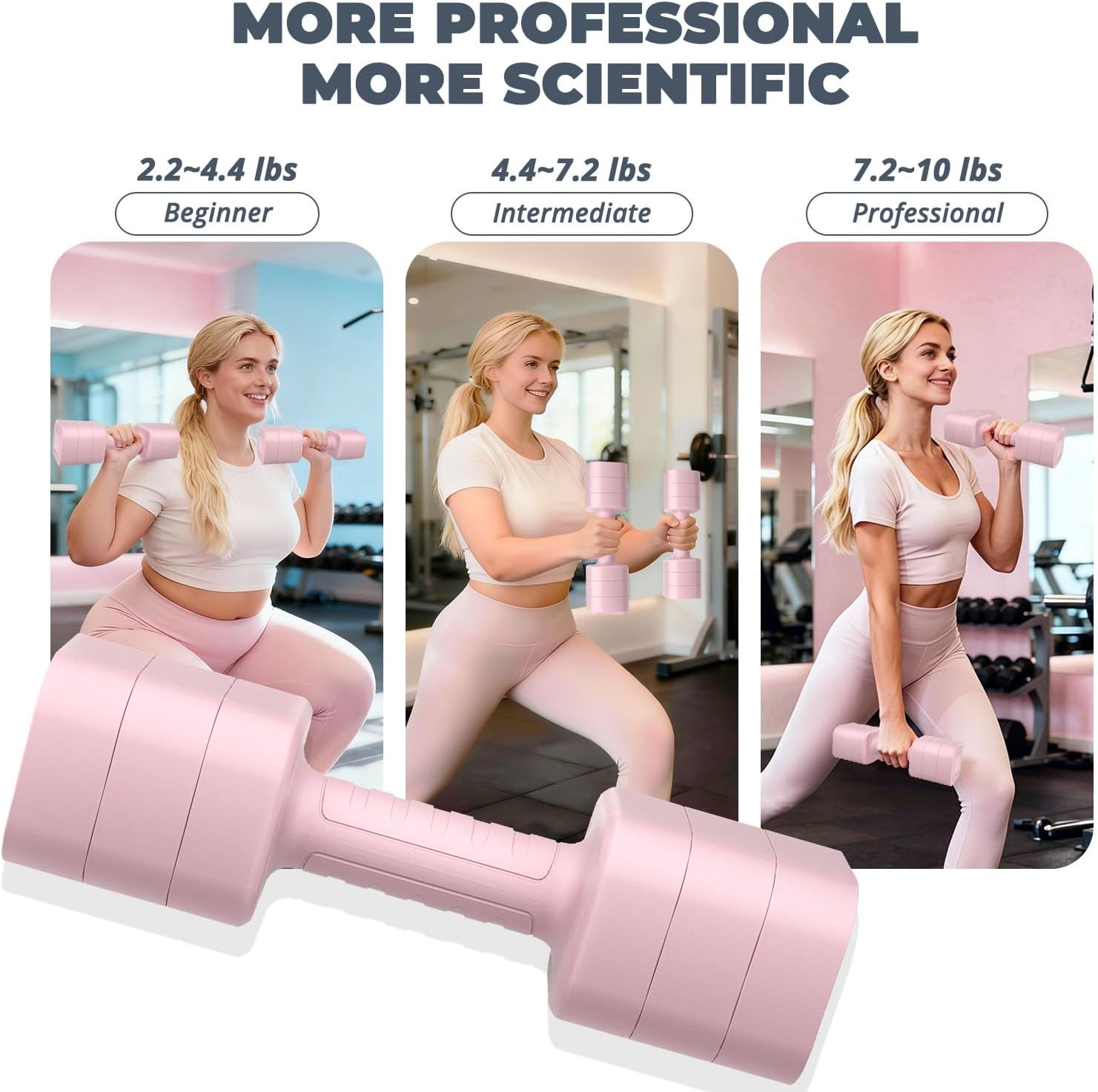 Ragebby Adjustable Dumbbell Set of 2, 10LBS/20LBS/30LBS Adjustable Weight Set, Anti-slip Handle, 3 in 1 Free Weights Dumbbells Set for women at home, 2.2lb, 3.6lb, 5lb, for Home, Office, Gym Exercise Training - Image 5