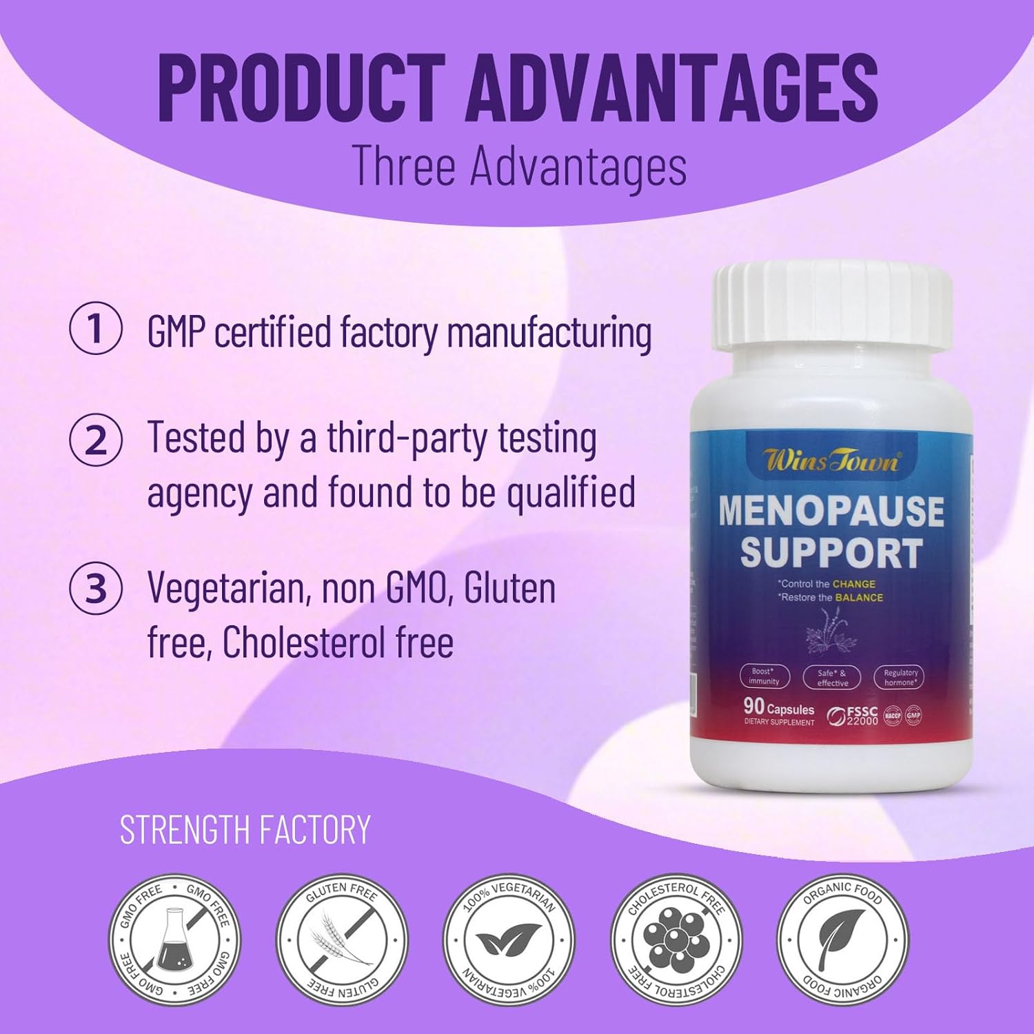 Menopause Support Capsules for Women, Support Night Sweats Hot Flashes & Mood, 90 Count - Image 3