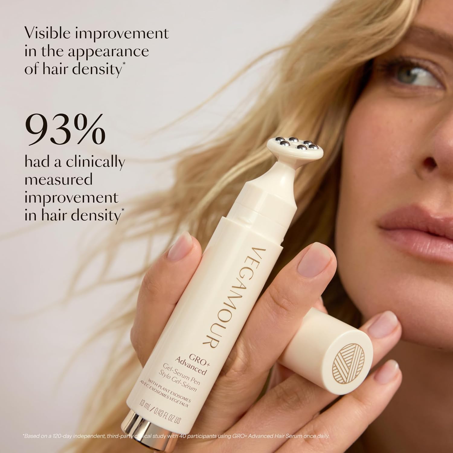 VEGAMOUR GRO+ Advanced Gel-Serum Cooling Massage Pen for Hair Density, Reduces Shedding and Promotes a Healthy Scalp, Helps with Severe Signs of Thinning, Vegan, Cruelty-Free - Image 4