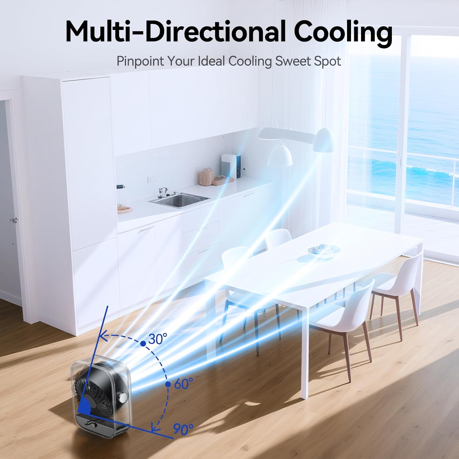 KIMMOO Rechargeable USB Desk Fan, Quiet Table Fan with Turbo Airflow, 100 Speeds, Digital Display, 90° Rotating, Small Battery Desktop Fans for Bedroom Home Office Travel, Black - Image 8