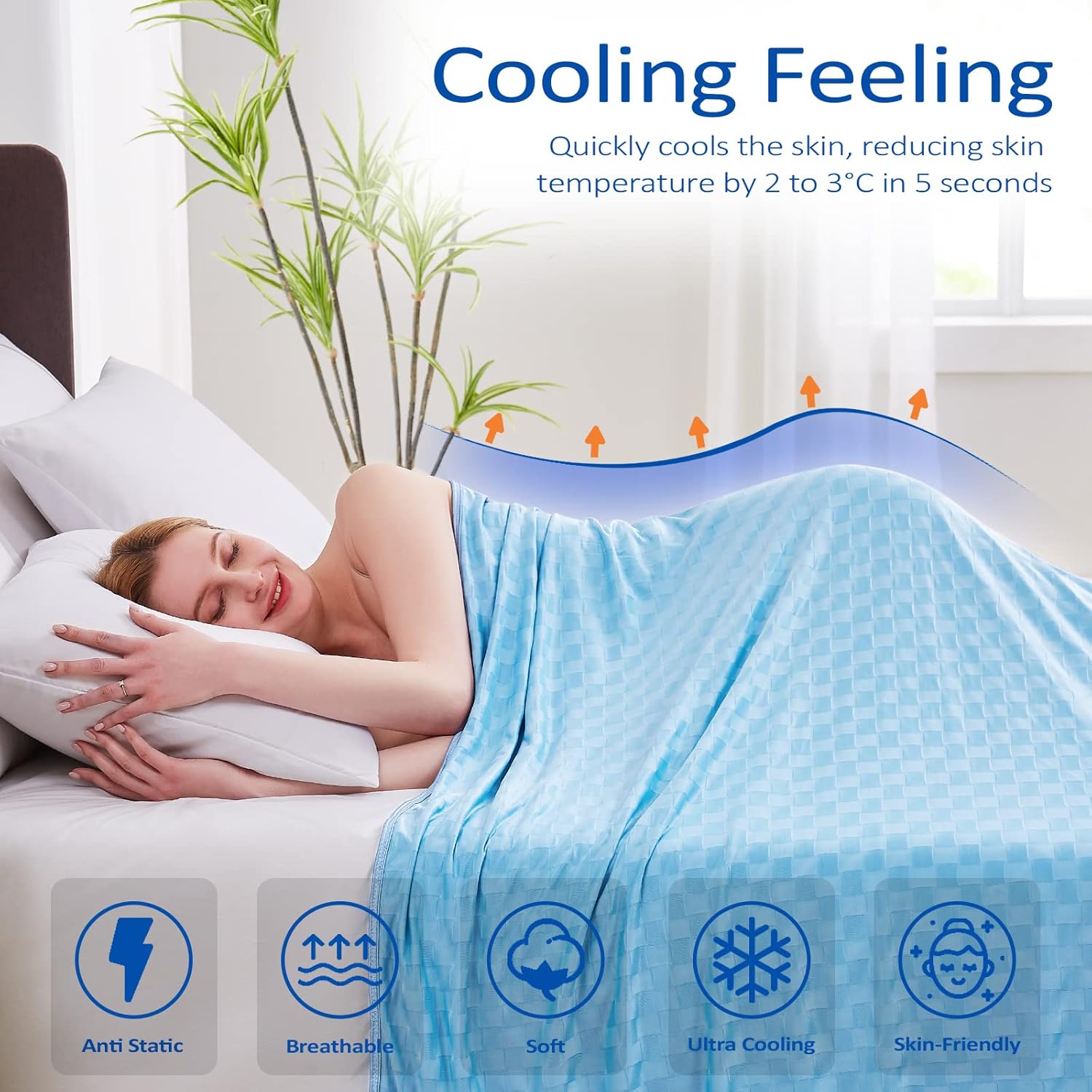 Topcee Cooling Blanket, Summer Cooling Blankets for Hot Sleepers, Arc-Chill Q-Max>0.5 Cool Fiber, Oeko-TEX 100% Certified, Soft, Breathable, Double-Side Bed Throw,Keep Cool for Adults Kids 50"x70" - Image 2
