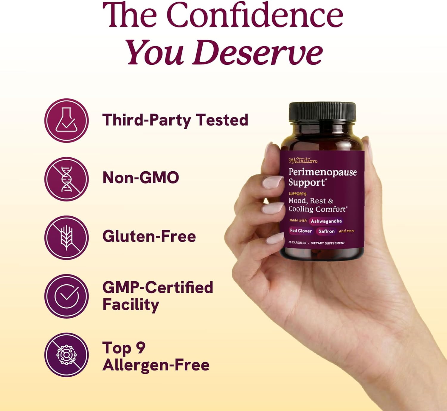 Perimenopause Support | Hormone Balance for Women | Mood, Sleep, Cycle Regularity & Cooling Support | Black Cohosh, Vitex, Saffron & More | Peri Menopause Supplements for Women | Non-GMO | 60 Ct - Image 5