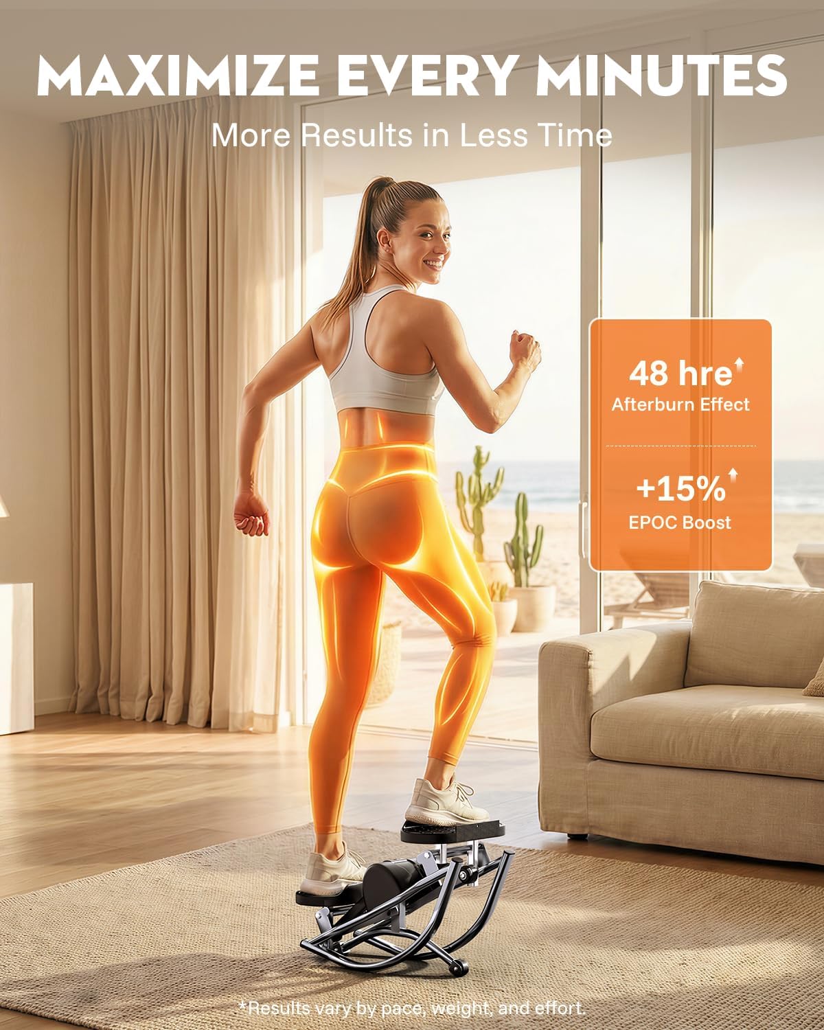 Low-Impact Rocking Steppers for Exercise at Home with Digital Display & Resistance Bands and Non-Slip Mat Equipment for Seniors & Beginners,250LBS Capacity - Image 5