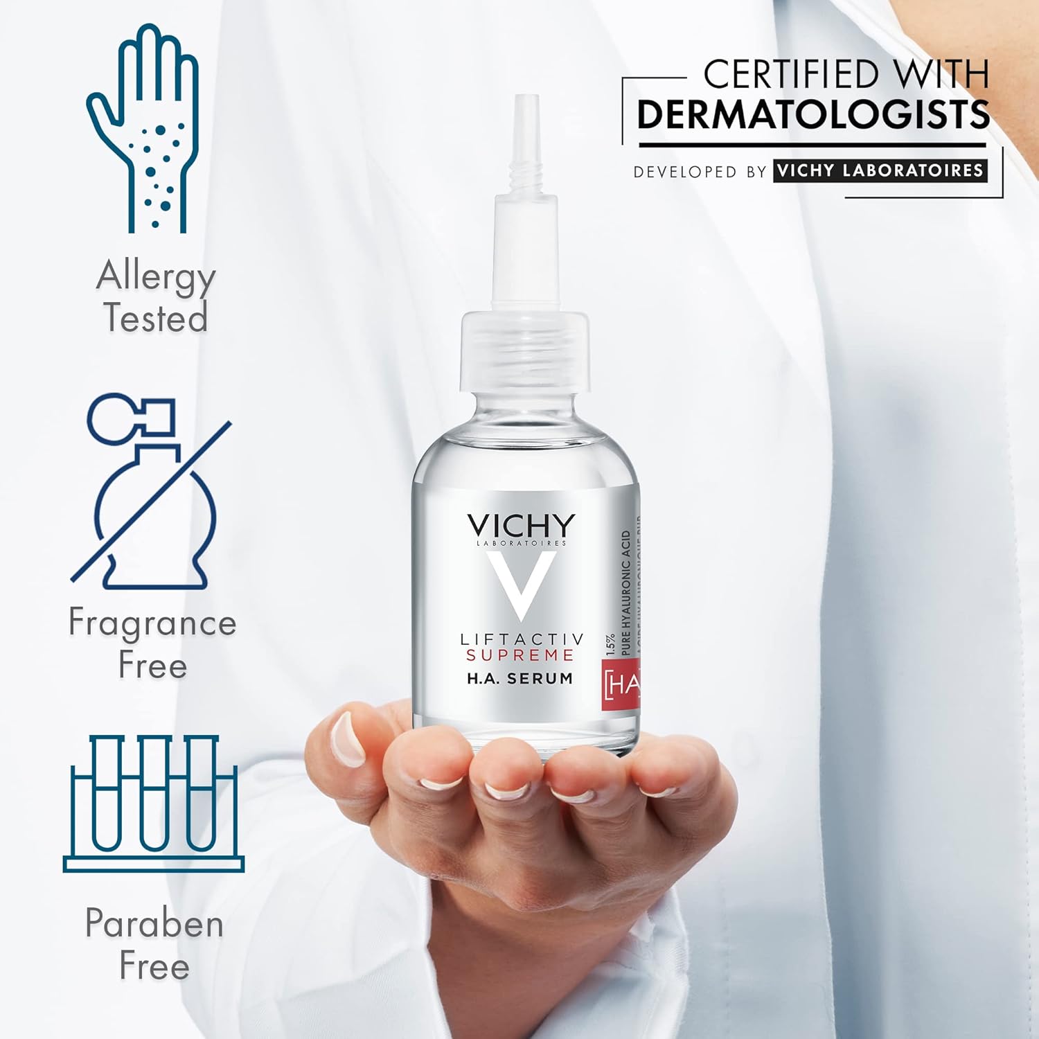 Vichy LiftActiv H.A. Wrinkle Corrector, Hyaluronic Acid Serum For Face, 1.5% Hyaluronic Acid + Vitamin C, Hydrating Serum, Plumping & Firming, Anti Aging Serum For Wrinkles & Fine Lines - Image 5