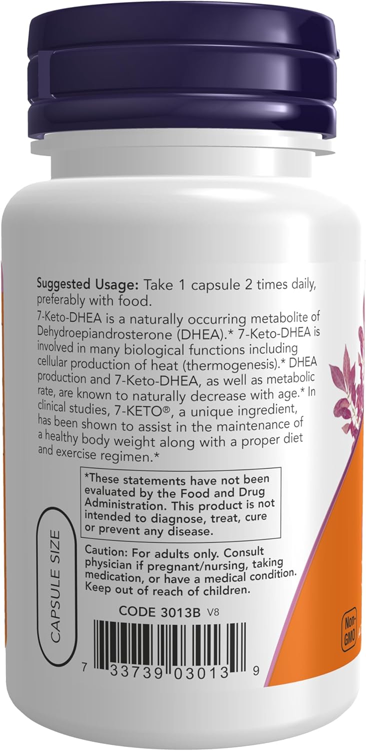 NOW Foods Supplements, 7-Keto (DHEA Acetate-7-one) 100 mg, Weight Management*, 60 Veg Capsules - Image 3