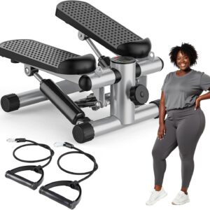 OLIXIS Steppers for Exercise At Home Workout Equipment, Mini Stepper Exercise Machine for Senior Citizens, Twist Stepper with Resistance Bands, Cardio Weight Loss Equipment Home Fitness