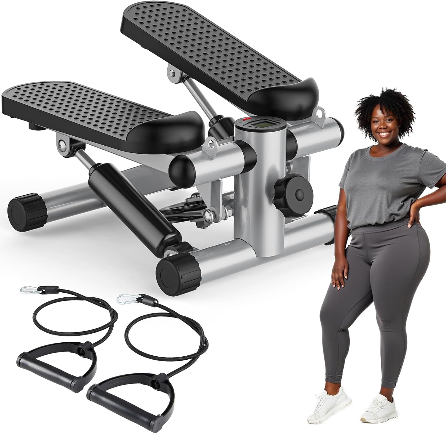 OLIXIS Steppers for Exercise At Home Workout Equipment, Mini Stepper Exercise Machine for Senior Citizens, Twist Stepper with Resistance Bands, Cardio Weight Loss Equipment Home Fitness