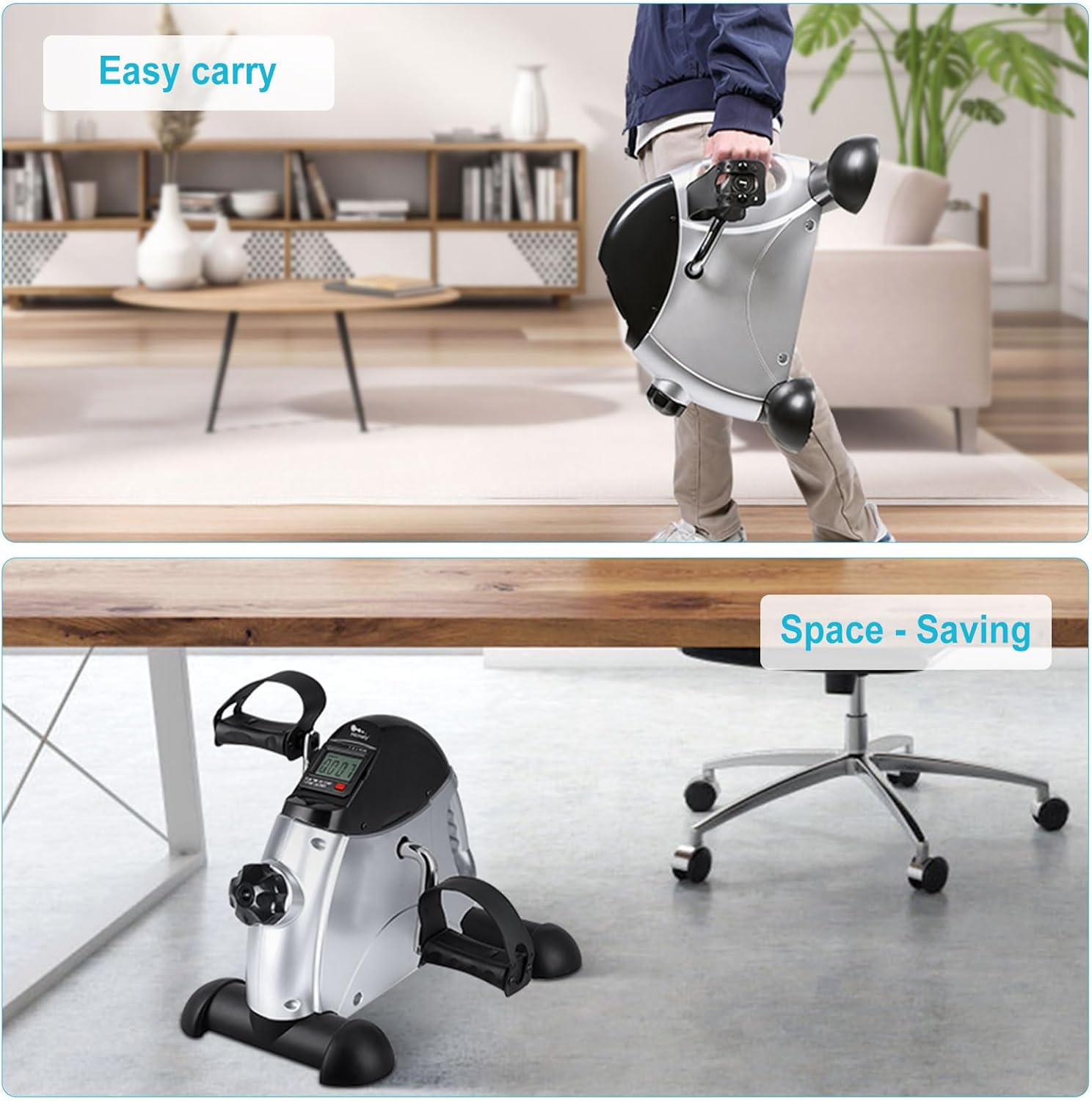 Mini Exercise Bike, himaly Under Desk Bike Pedal Exerciser Portable Foot Cycle Arm & Leg Peddler Machine with LCD Screen Displays - Image 8
