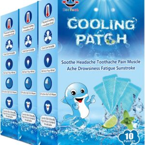 30 Sheets Cooling Patches for Fever Discomfort & Pain Relief, Cooling Relief Fever Reducer, Soothe Headache Pain, 10 Count Per Box (3 Boxes)