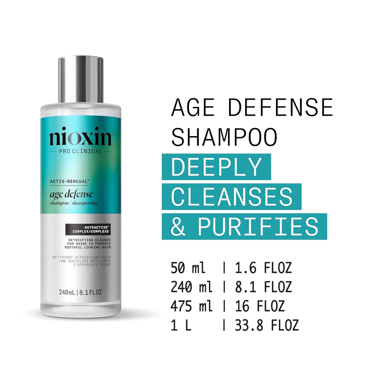 Nioxin Age Defense Shampoo for Aging Hair | Detox Scalp Cleanser with Niacinamide | Deeply Cleanses & Purifies Scalp & Hair | Paraben, Sulfate & Silicone-Free | Daily Use - Image 3