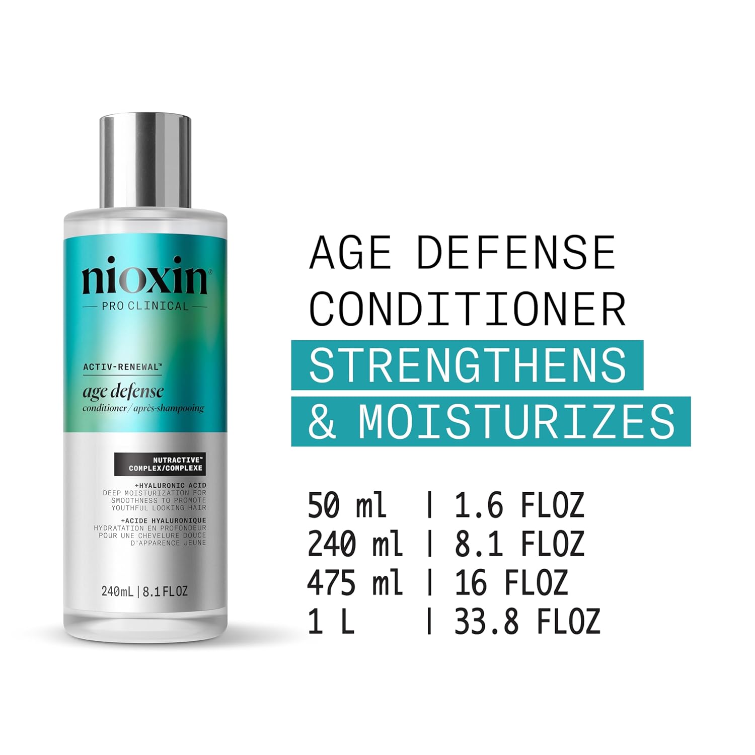 Nioxin Age Defense Conditioner for Aging Hair | Strengthening & Moisturizing Conditioner with Hyaluronic Acid | Against Breakage | Paraben, Sulfate & Silicone-Free | Daily Use - Image 2
