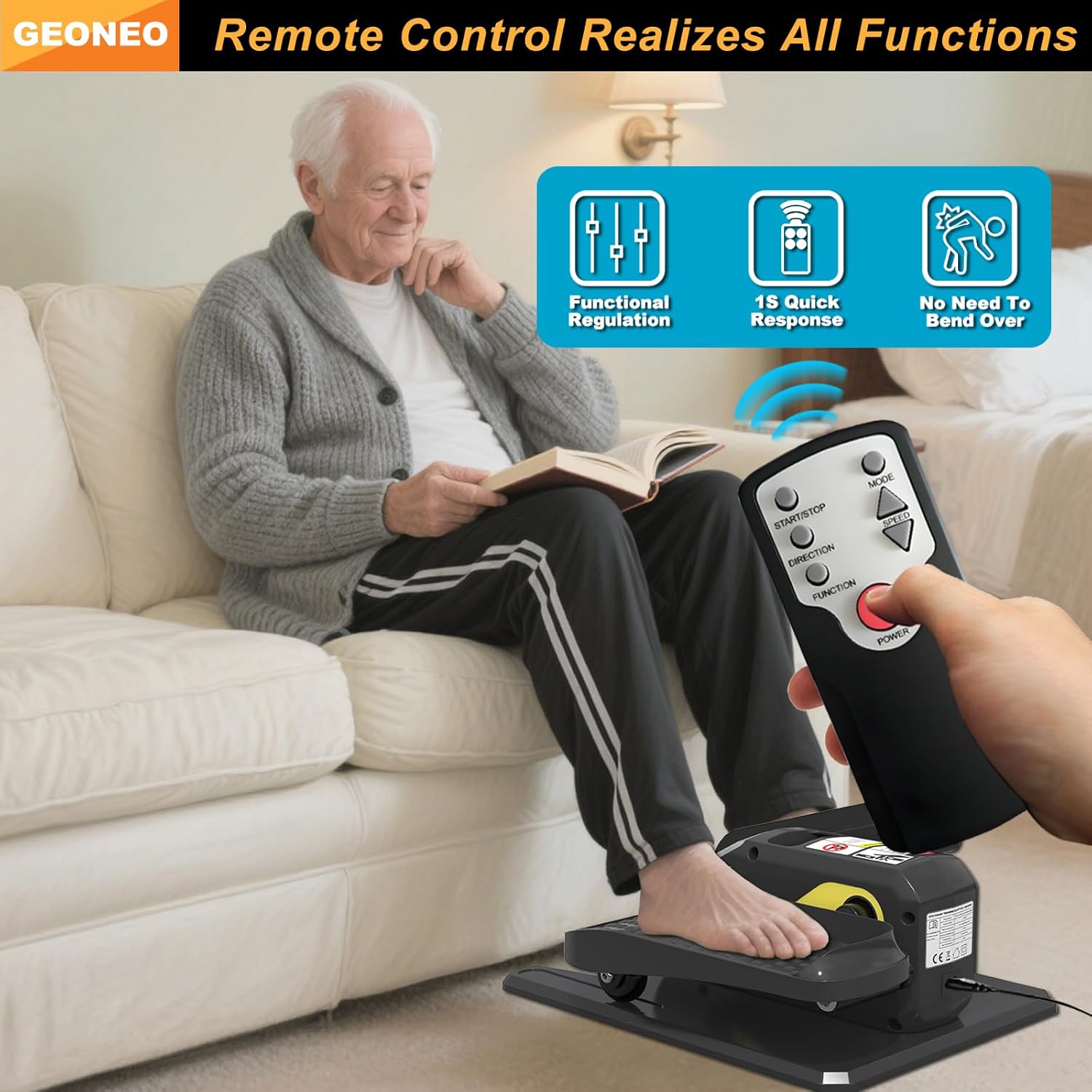 Under Desk Elliptical Machine, Electric Elliptical Exerciser for Senior, Quiet & Small Electric Seated Pedal Exerciser for Home with Display Monitor, Remote Control & 12 Adjustable Speeds - Image 5