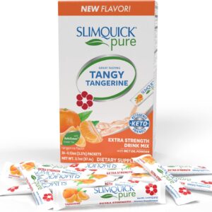 SlimQuick Extra Strength Weight Management Drink Mix for Women, Tangerine - Helps Metabolism, Keeps Full for Longer with Green Tea, Caffine, Chaste Tree, Rhodiola Extract - 26 Count