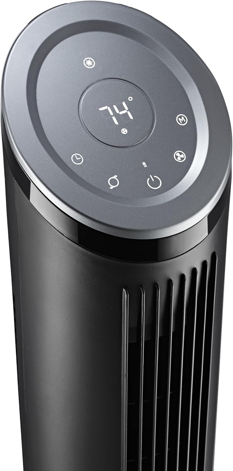 Lasko Ascend 36″ Tower Fan with Remote – Quiet Oscillating Floor Fan with Air Filter, 90° Oscillation, 29 ft/s Airflow, Smart Cooling for Bedroom & Home (Black, OST100) - Image 10
