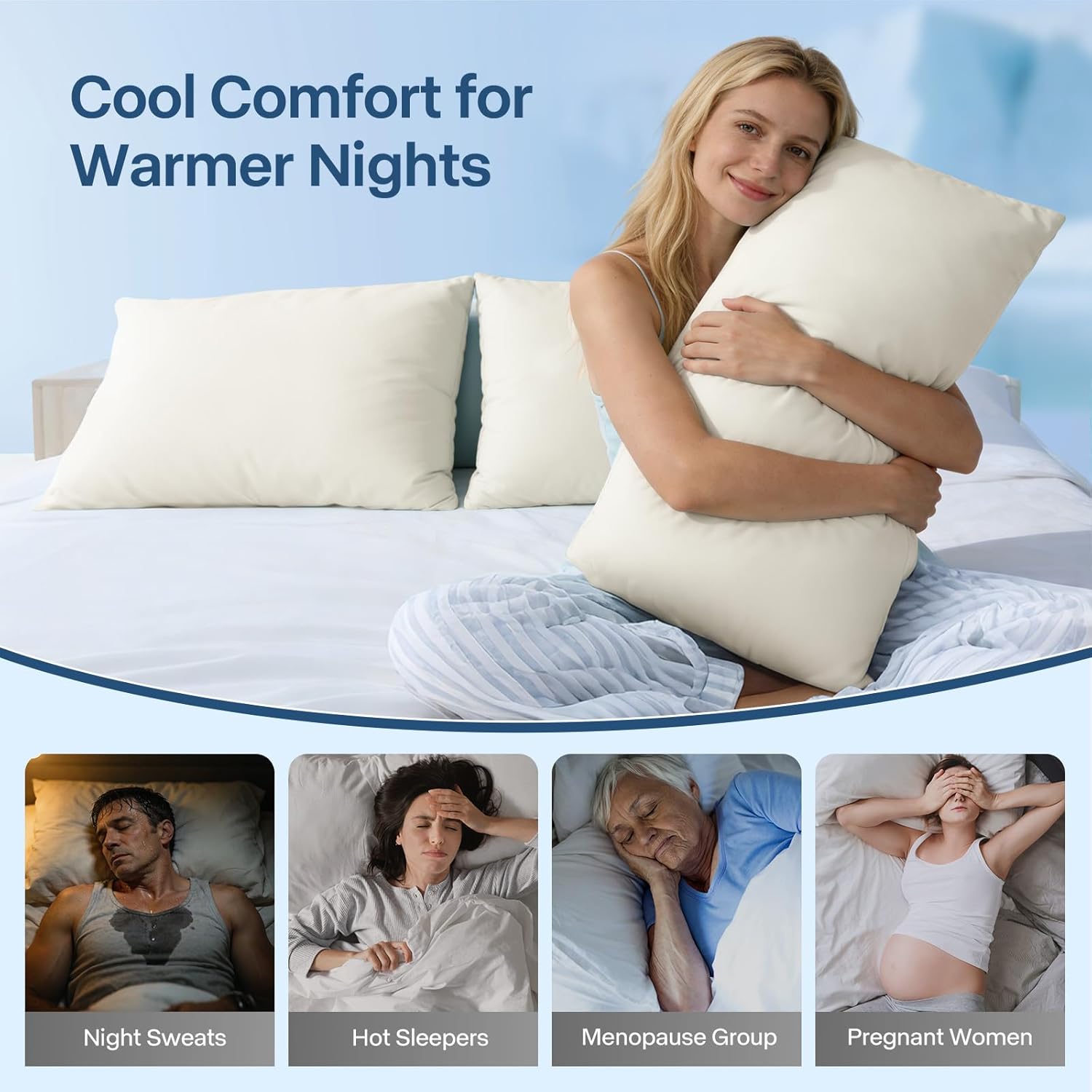 Premium Cooling Pillowcases Queen Size Set of 2 for Hot Sleeper&Night Sweats Beauty Sleep Reduces Wrinkles&Frizz Softer Than Silk Pillow Cover Oeko-TEX Certified Champagne Breathable - Image 4