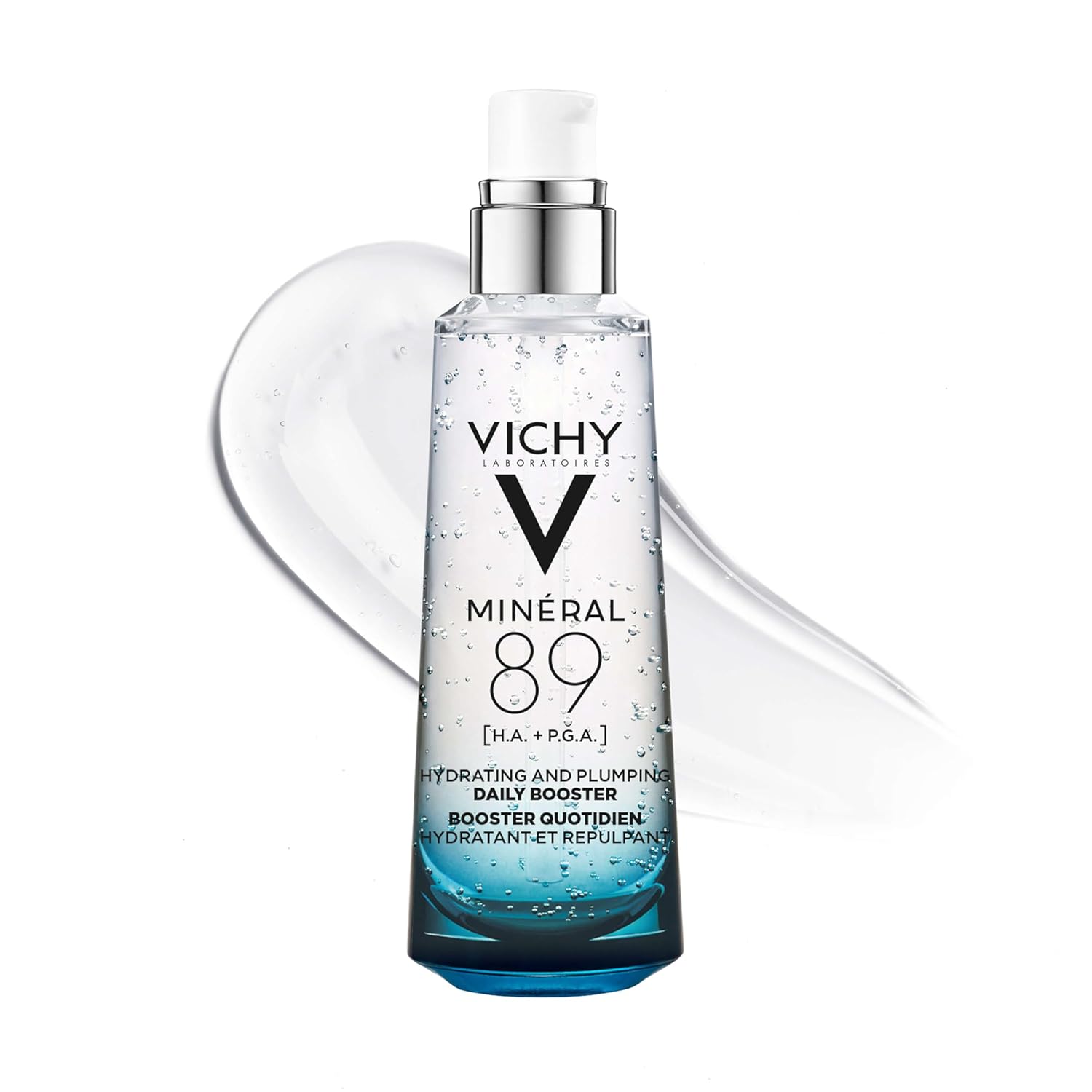 Vichy Mineral 89 Booster, Pure Hyaluronic Acid Serum for Face with Polyglutamic Acid for Skin Barrier Repair, Plumps & Hydrates, Lightweight Hydrating Serum, Oil-Free, Non-Sticky