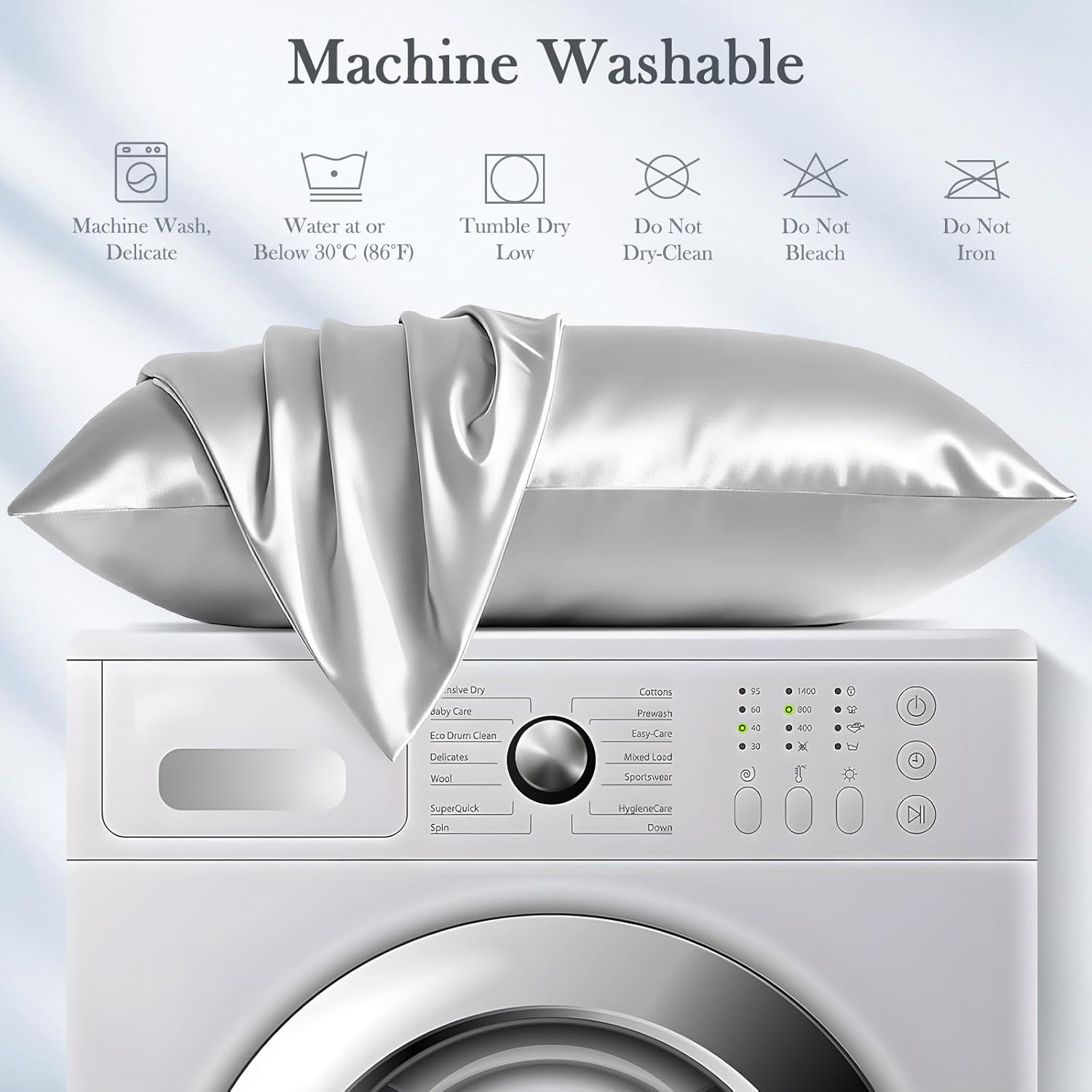 Avolare Cooling Pillow Cases, Arc-Chill 3.0 Cooling Pillowcases for Hot Sleepers, Zipper Satin Pillow Case Standard Size Set of 2, Silky Pillowcases Machine Washable, Grey, 20"x26" - Image 9