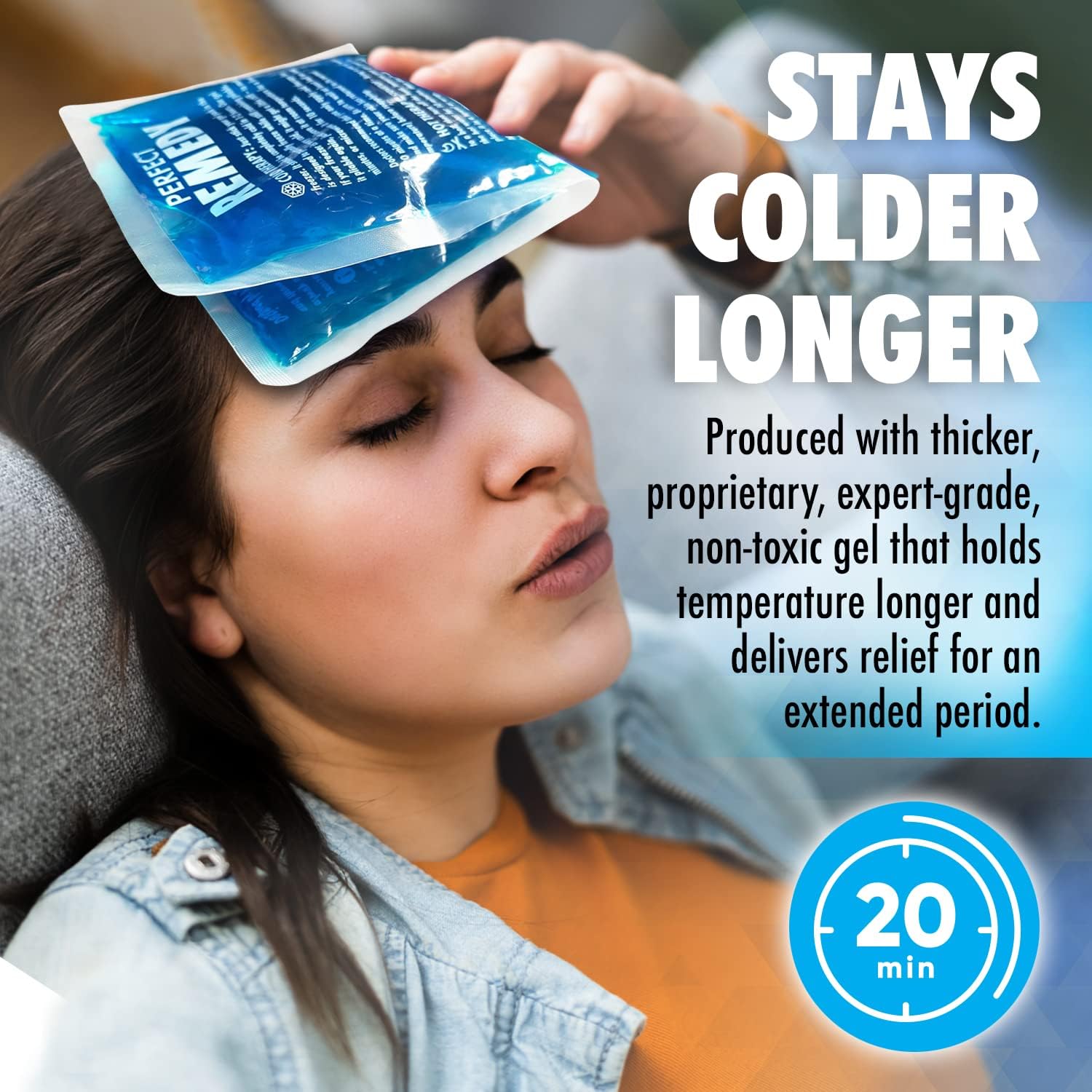 Perfect Remedy 2-Pack Gel Ice Packs for Injuries - Reusable, Soft & Flexible Hot & Cold Compress, Soothing Aid for Sprains, Strains, Soreness conditions, Alternative to Hot Water Bottles (Blue, Large) - Image 3