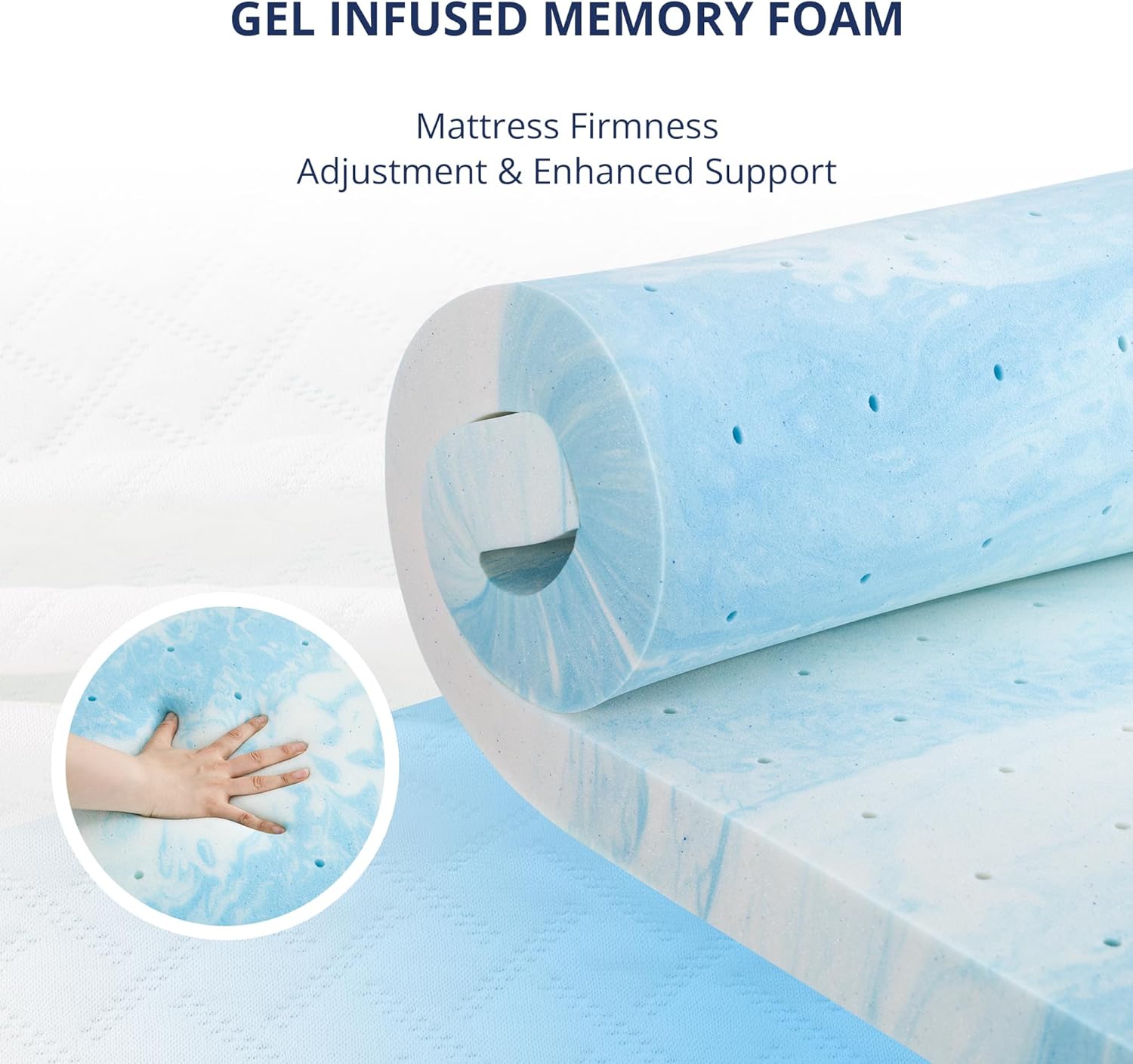 3 Inch Gel Memory Foam Mattress Topper Queen Size, Cooling Bed Topper for Pressure Relief with Removable Breathable Soft Cover, CertiPUR-US Certified - Image 3